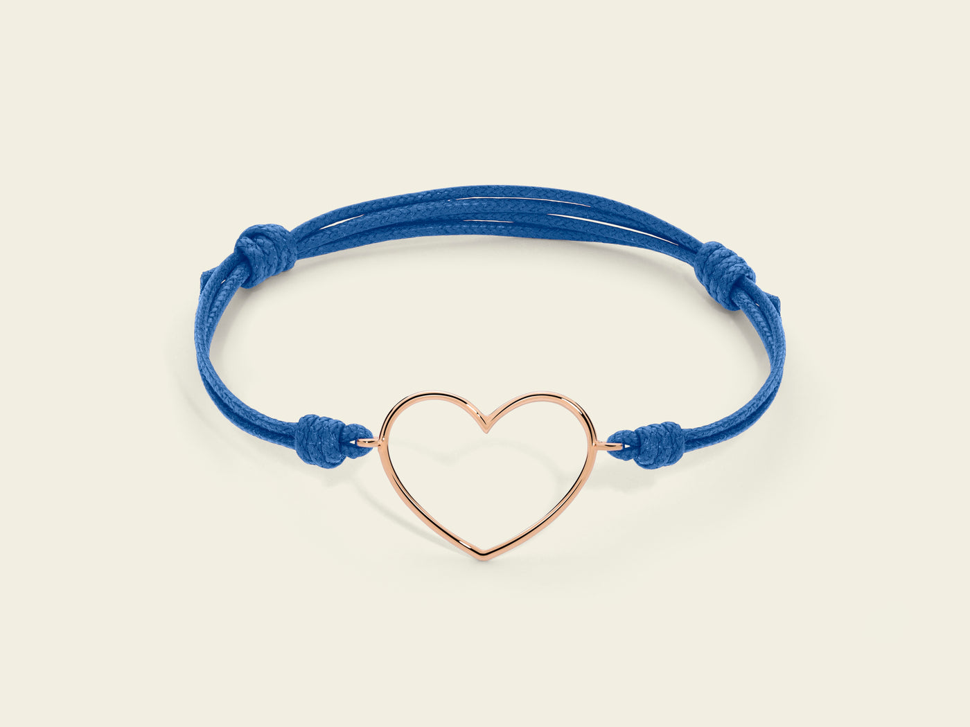 Bracciale cordino con cuore grande a filo